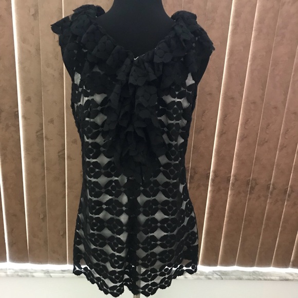 Cynthia Rowley Tops - Cynthia Rowley Black Laced Sleeveless Lined Top